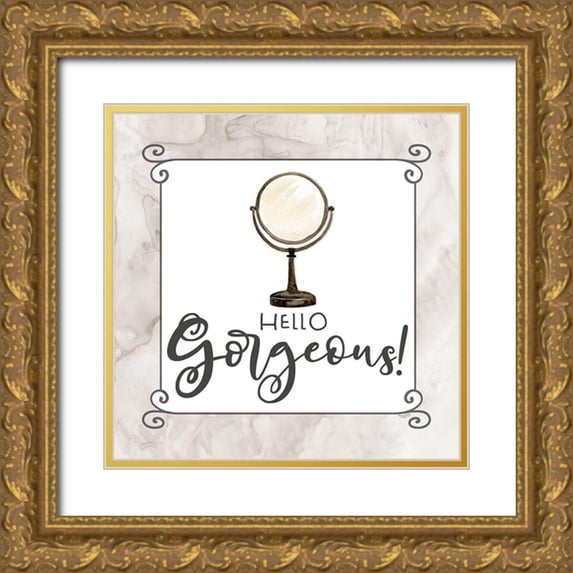 Reed, Tara 20x20 Gold Ornate Wood Framed with Double Matting Museum Art Print Titled - Bath Humor Hello Gorgeous