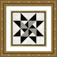thumbnail image 1 of Reed, Tara 20x20 Gold Ornate Wood Framed with Double Matting Museum Art Print Titled - Black  and White Quilt Block XIV, 1 of 4