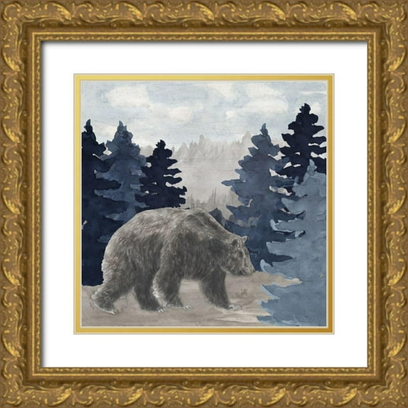 Reed, Tara 20x20 Gold Ornate Wood Framed with Double Matting Museum Art Print Titled - Blue Cliff Mountains scene I-Bear