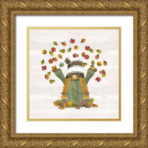 Reed, Tara 20x20 Gold Ornate Wood Framed with Double Matting Museum Art Print Titled - Fall Gnomes VI