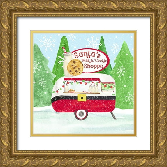 Reed, Tara 20x20 Gold Ornate Wood Framed with Double Matting Museum Art Print Titled - Food Cart Christmas IV-Santas Milk and Cookies