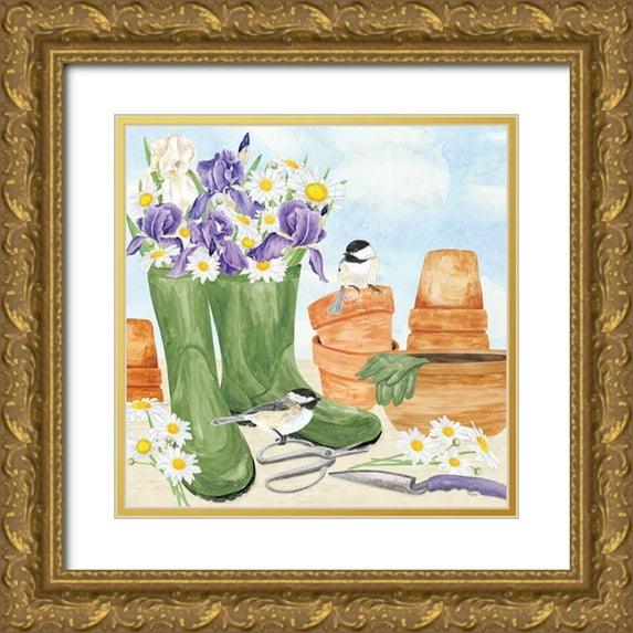 Reed, Tara 20x20 Gold Ornate Wood Framed with Double Matting Museum Art Print Titled - In My Garden VII