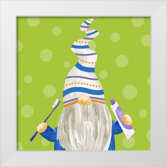 Reed, Tara 20x20 White Modern Wood Framed Museum Art Print Titled - Bathroom Gnomes IV