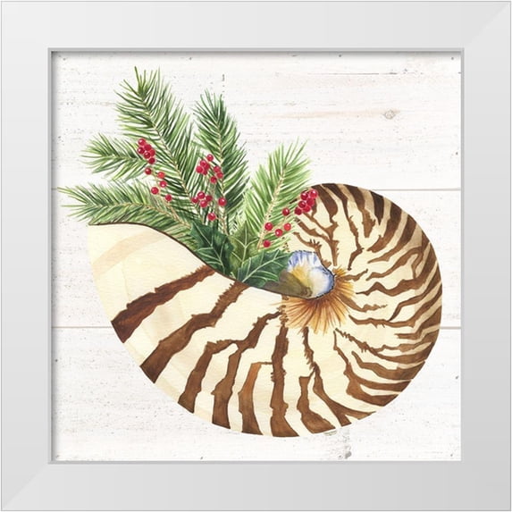 Reed, Tara 20x20 White Modern Wood Framed Museum Art Print Titled - Christmas by the Sea Nautilus square