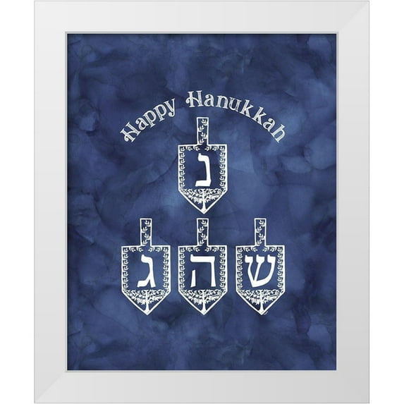 Reed, Tara 20x24 White Modern Wood Framed Museum Art Print Titled - Festival of Lights blue portrait I-Happy Hanukkah