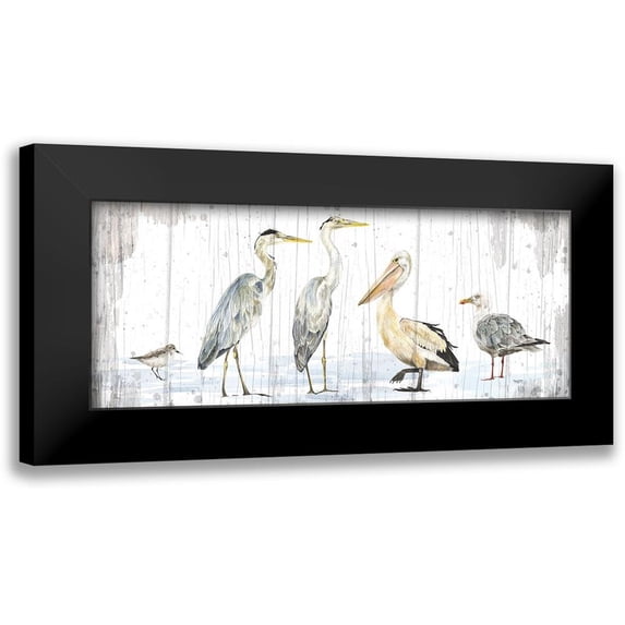 Reed, Tara 24x12 Black Modern Framed Museum Art Print Titled - Birds of the Coast Rustic Panel