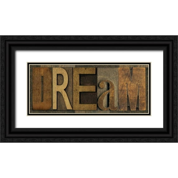 Reed, Tara 24x12 Black Ornate Wood Framed with Double Matting Museum Art Print Titled - Printers Block Sentiment Panel III