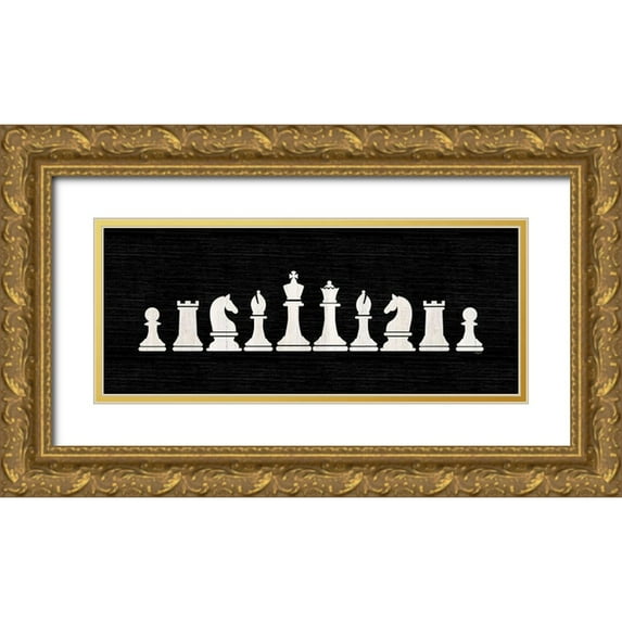 Reed, Tara 24x12 Gold Ornate Wood Framed with Double Matting Museum Art Print Titled - Chess Piece panel black