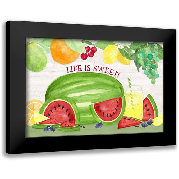 Reed, Tara 24x17 Black Modern Framed Museum Art Print Titled - Life is Sweet sentiment landscape I-Life