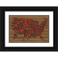 thumbnail image 1 of Reed, Tara 24x17 Black Ornate Wood Framed with Double Matting Museum Art Print Titled - Printers Block US Map Red, 1 of 4