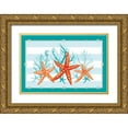 thumbnail image 1 of Reed, Tara 24x17 Gold Ornate Wood Framed with Double Matting Museum Art Print Titled - Coral Aqua II on Teal, 1 of 4