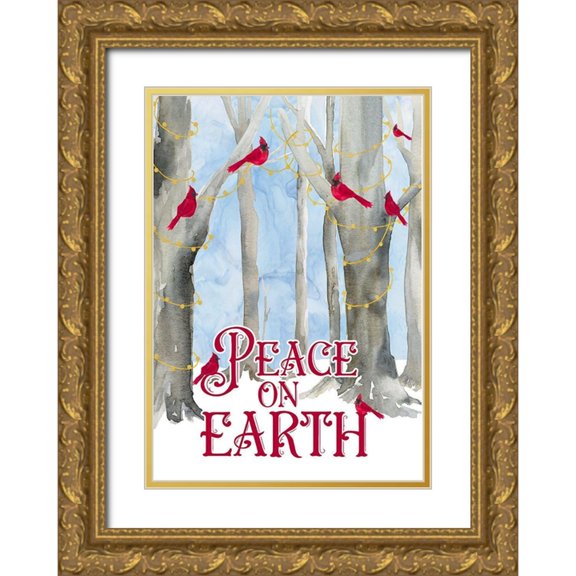 Reed, Tara 24x32 Gold Ornate Wood Framed with Double Matting Museum Art Print Titled - Christmas Forest portrait II-Peace on Earth