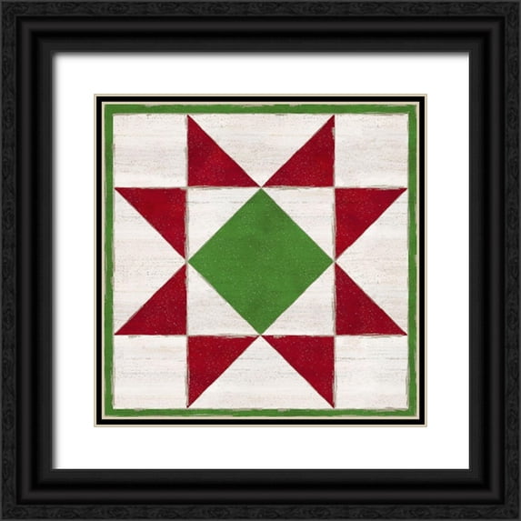 Reed, Tara 26x26 Black Ornate Wood Framed with Double Matting Museum Art Print Titled - Christmas Quilt Block IV