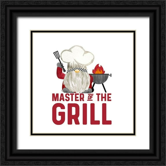 Reed, Tara 26x26 Black Ornate Wood Framed with Double Matting Museum Art Print Titled - Gnome Grill Masters sentiment III-Master of the Grill