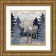 thumbnail image 1 of Reed, Tara 26x26 Gold Ornate Wood Framed with Double Matting Museum Art Print Titled - Blue Cliff Mountains scene IV-Moose, 1 of 4