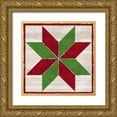 thumbnail image 1 of Reed, Tara 26x26 Gold Ornate Wood Framed with Double Matting Museum Art Print Titled - Christmas Quilt Block II, 1 of 4