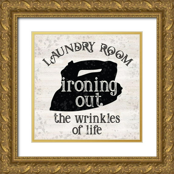 Reed, Tara 26x26 Gold Ornate Wood Framed with Double Matting Museum Art Print Titled - Laundry Room Humor IV-Wrinkles