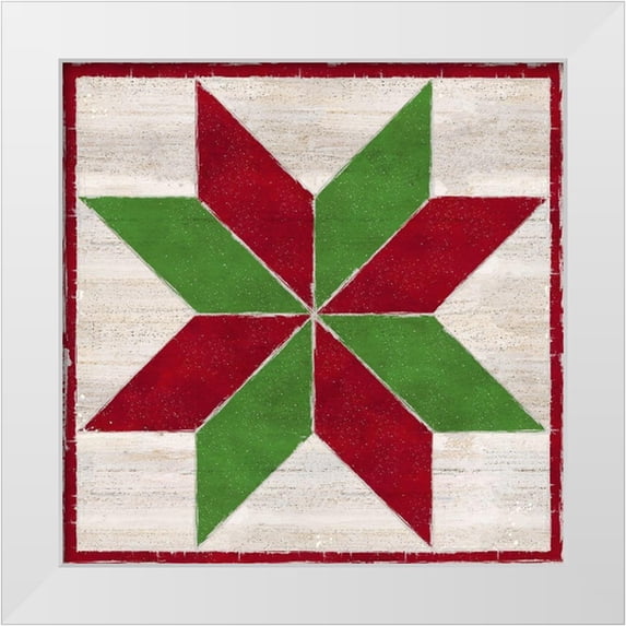Reed, Tara 26x26 White Modern Wood Framed Museum Art Print Titled - Christmas Quilt Block II
