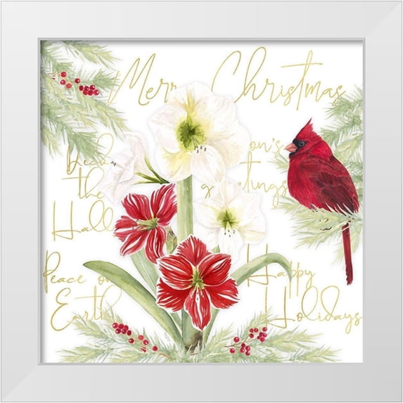 Reed, Tara 26x26 White Modern Wood Framed Museum Art Print Titled - Merry Amaryllis III