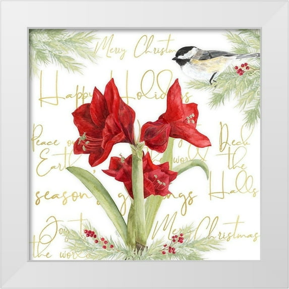 Reed, Tara 26x26 White Modern Wood Framed Museum Art Print Titled - Merry Amaryllis I