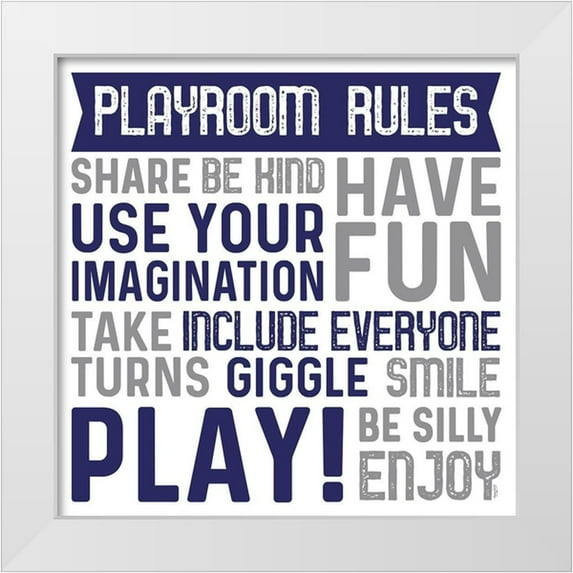 Reed, Tara 26x26 White Modern Wood Framed Museum Art Print Titled - Playroom Rules II
