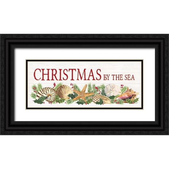 Reed, Tara 32x15 Black Ornate Wood Framed with Double Matting Museum Art Print Titled - Christmas By the Sea Panel sign
