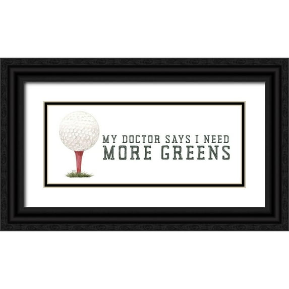 Reed, Tara 32x15 Black Ornate Wood Framed with Double Matting Museum Art Print Titled - Golf Days neutral panel II-More Greens