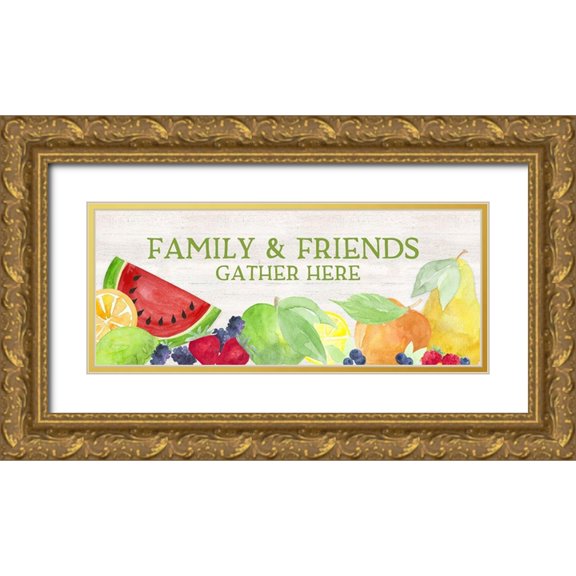 Reed, Tara 32x15 Gold Ornate Wood Framed with Double Matting Museum Art Print Titled - Life is Sweet sentiment panel I-Friends Gather
