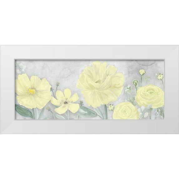Reed, Tara 32x15 White Modern Wood Framed Museum Art Print Titled - Peaceful Repose gray And yellow panel II