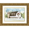 thumbnail image 1 of Reed, Tara 32x23 Gold Ornate Wood Framed with Double Matting Museum Art Print Titled - Christmas Barn landscape II, 1 of 4