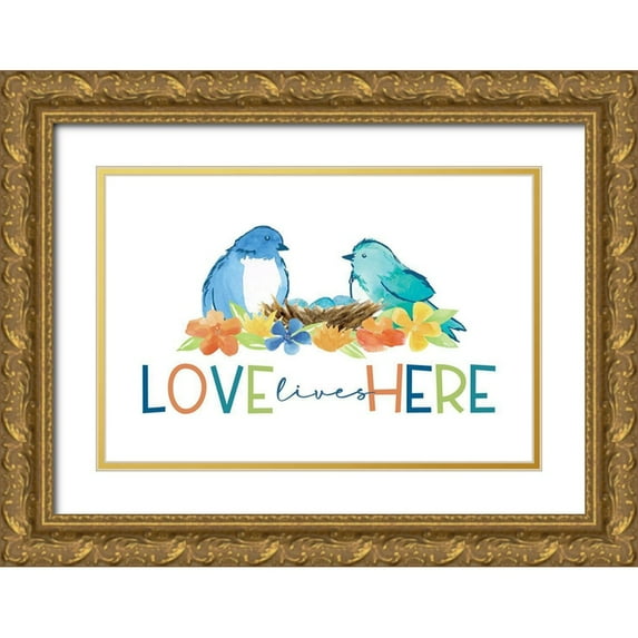 Reed, Tara 32x23 Gold Ornate Wood Framed with Double Matting Museum Art Print Titled - Happy at Home IV