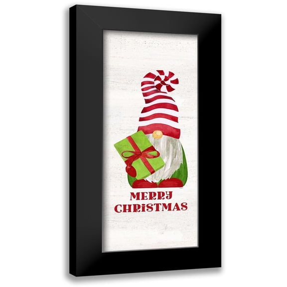 Reed, Tara 8x14 Black Modern Framed Museum Art Print Titled - Gnome for Christmas Sentiment vertical III-Merry Christmas
