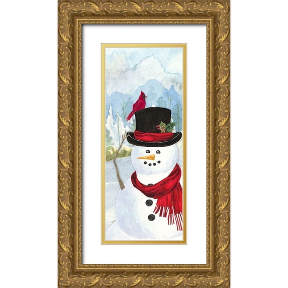 Reed, Tara 8x14 Gold Ornate Wood Framed with Double Matting Museum Art Print Titled - Snowman Christmas vertical II