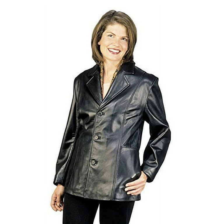 Reed Women s 27 Misses Fit Three Button Leather Jacket in Imported Lamb Large Black