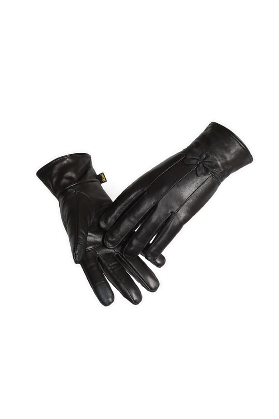 Women's Genuine Leather Warm Lined Driving Gloves (2X, BLACK)