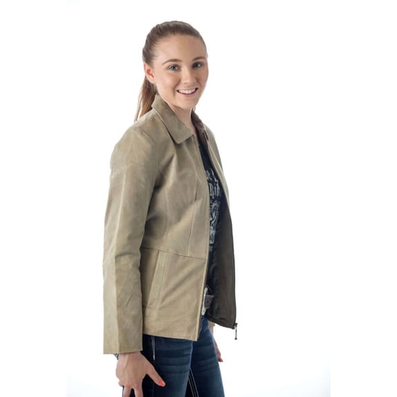 Reed Women's Genuine Suede Leather Fashion Jacket (Medium, Sage)