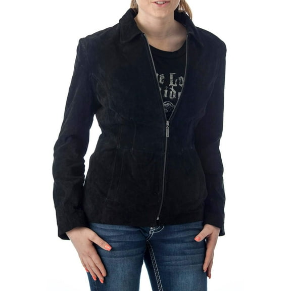Reed Women's Genuine Suede Leather Fashion Jacket (Small, Black)