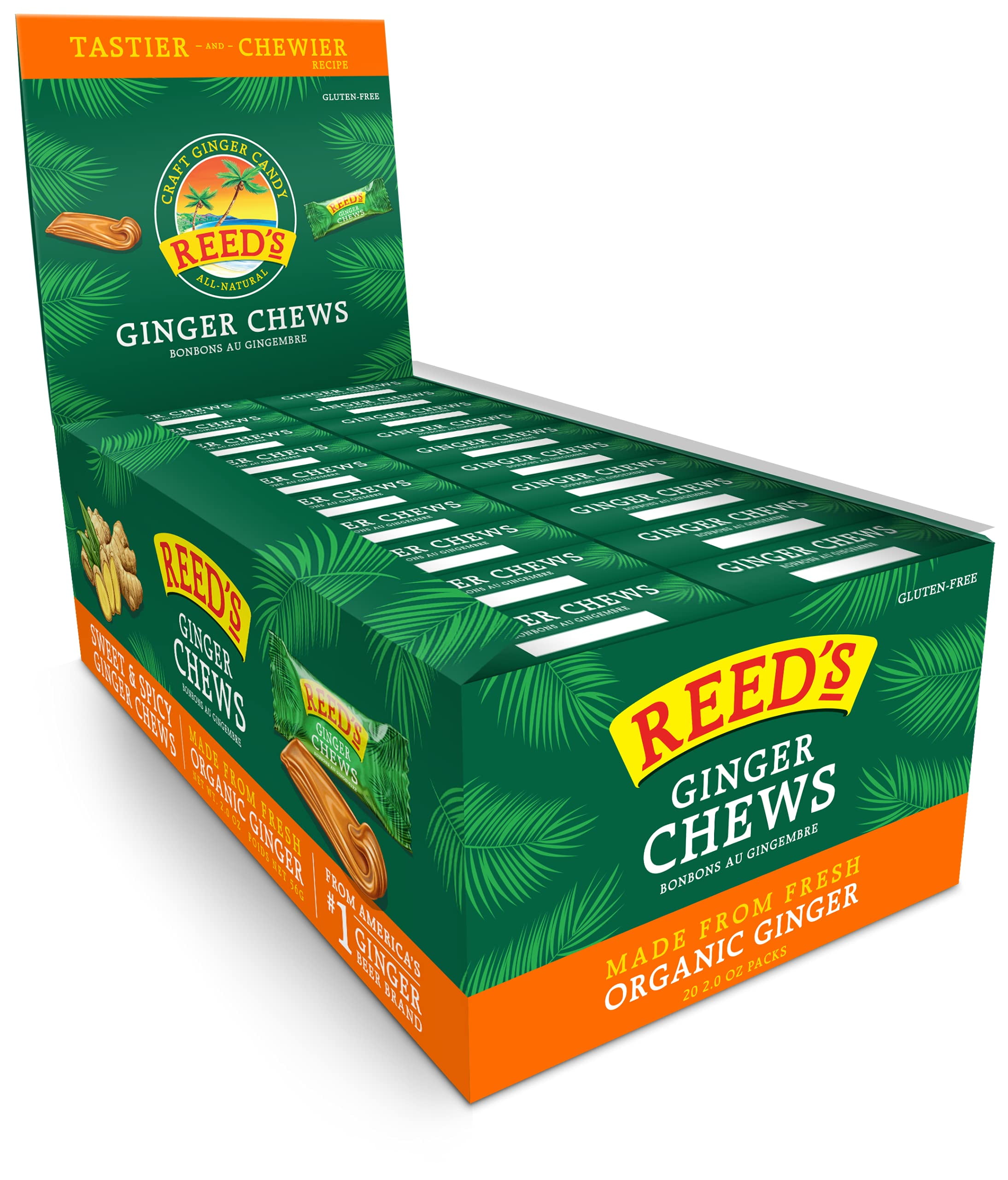 Reed's All Natural Ginger Chews Chewy Ginger Candy Sweet & Spicy