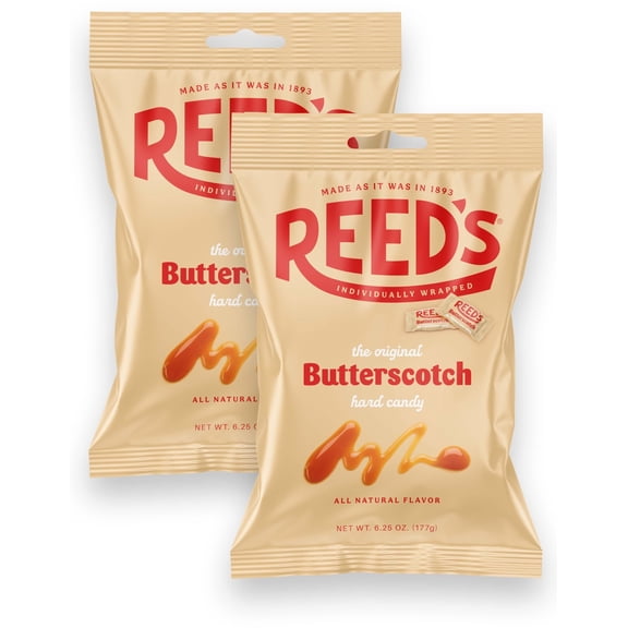 Reeds Butterscotch Candy, 6.25oz Bag (Pack of 2) Individually Wrapped Butterscotch Hard Candy, The Hampton Candy Company YUN11 YUN11