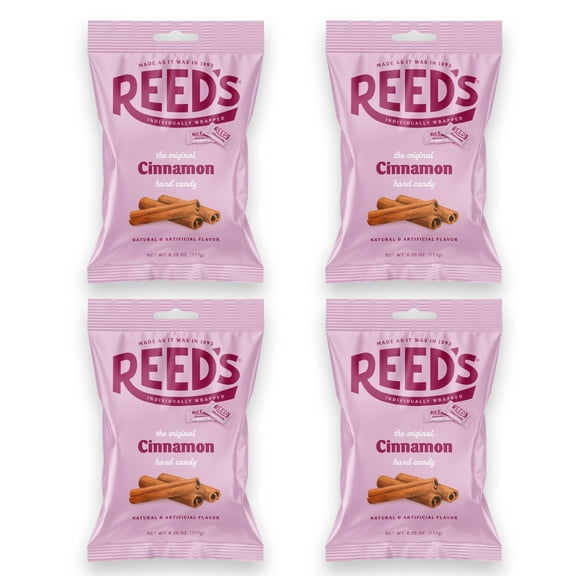 Reeds Individually Wrapped Cinnamon Candy | Traditional Cinnamon Hard Candy | Reeds Classic Spiced Hard Cinnamon Candy Brought To You By Iconic Candy | 6.25oz Bag (4) SHO2