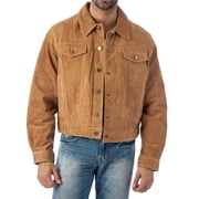 Reeds Mens Western Jean Style Suede Leather Shirt Jacket 2XL, CAMEL
