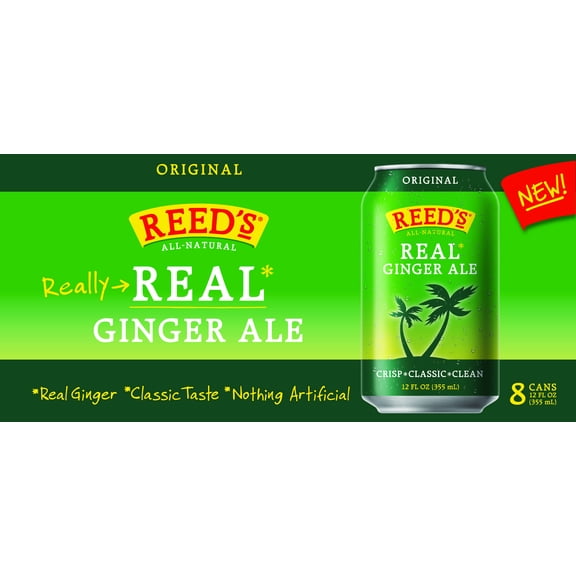 Reed's Real Ginger Ale Soda Pop, 12 Fl Oz, 8 Pack Cans