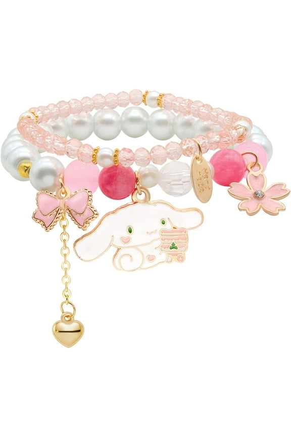 Crystal Pearl Bracelet Kawaii Beaded Bracelet Elastic Attraction Relationship Friendship Bff Best Bracelets for Girls Women Friendship Jewelry