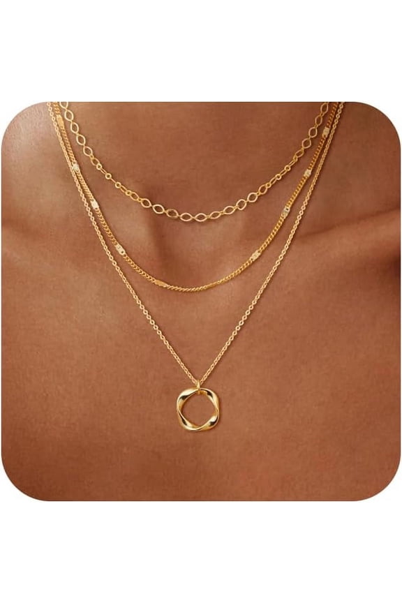 Layered Gold Necklaces, Stackable Dainty 14K Real Gold Plated/Silver Layering Choker Necklaces