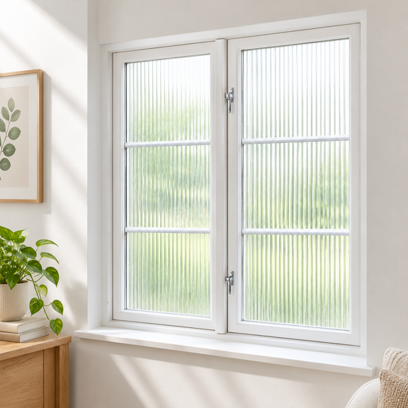 Reeded Glass Window Film, Non-Adhesive Static Cling, 29.5x78.7 Inches, For Bathroom, Living Room, Office