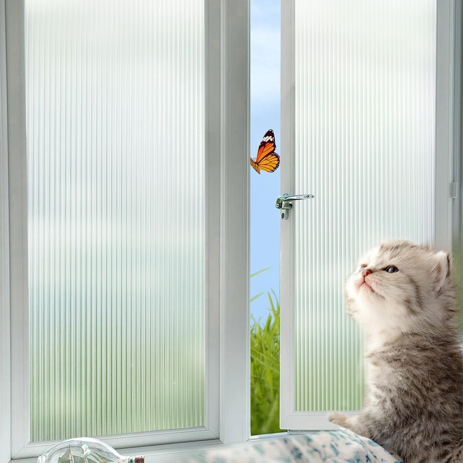 Reeded Glass Window Privacy Film Frosted Window Clings Frosting Fluted