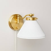 Reeded Milk Glass Wall Sconce Brass Finish