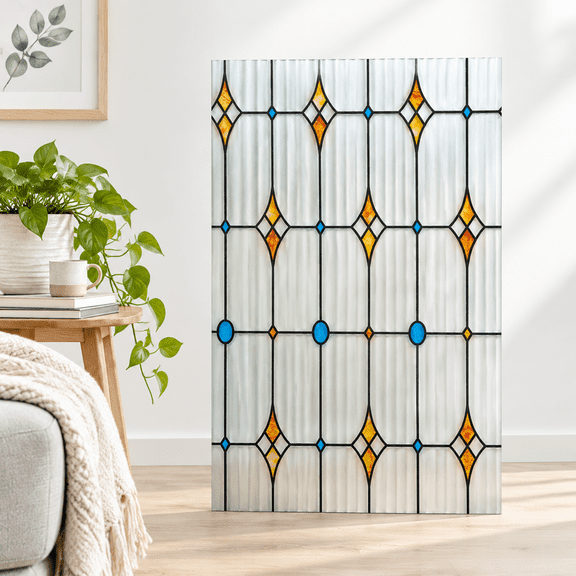 Reeded Pattern Window Film, Star 17.7"x118" (45x300cm), Frosted Decorative Covering for Bathroom, Living Room