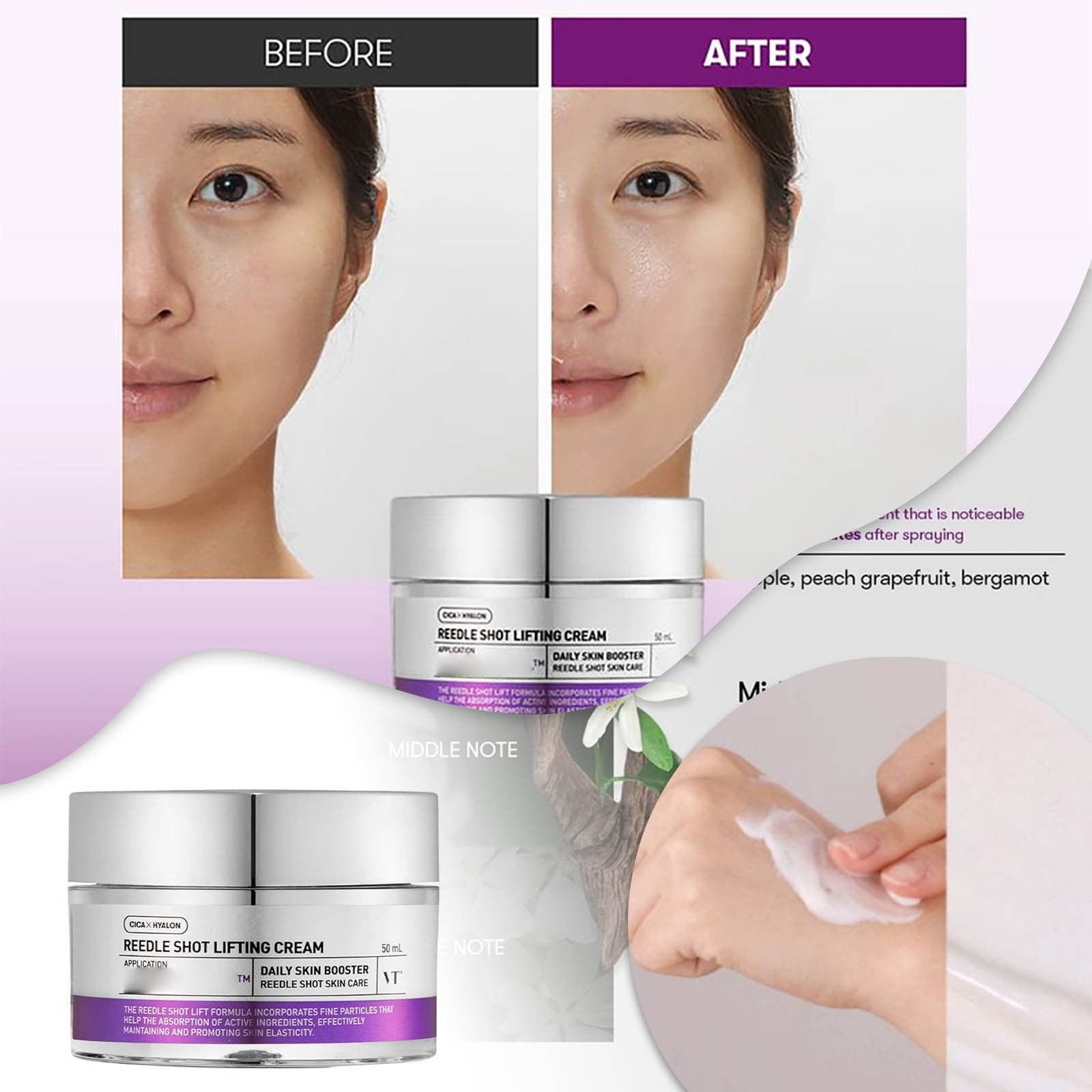 Reedle Shot Lifting Cream, Hyaluronic Dmae Lift Firm Skin Cream, Face
