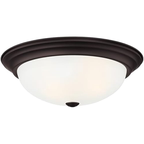 Reedley 2-Lights Flush Mount Ceiling Light, 11 Inch Lighting Fixture for Kitchen, Bedroom, Bathroom, and Hallway, Oil Rubbed Bronze with Etched Glass, 1257S-ORB-W